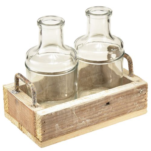 Floristik24 Mini Vasen Glas Deko Tablett Vintage 16cmx10cmx14cm