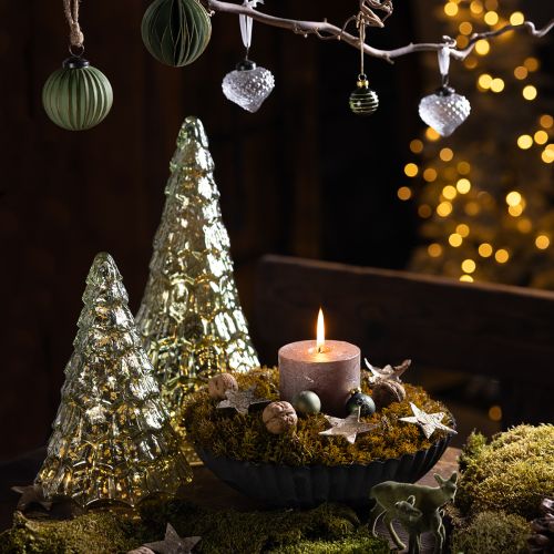 Floristik24 Mini Weihnachtsbaum mit LED Beleuchtung Grün Gold 28cm