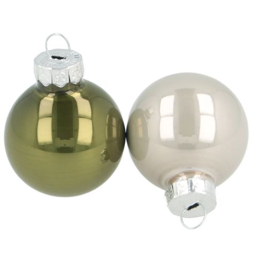 Mini Weihnachtskugeln Glas Grün Silbergrau Ø3cm 22St