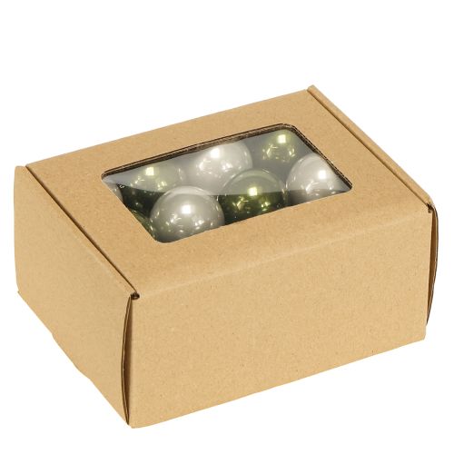 Artikel Mini Weihnachtskugeln Glas Grün Silbergrau Ø3cm 22St