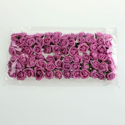 Floristik24 Mini-Foamrosen Ø 1,5cm Hell-Lila 72St