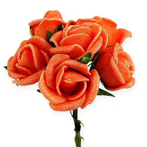 Floristik24 Mini-Foamrosen Ø 1,5cm Orange 72St
