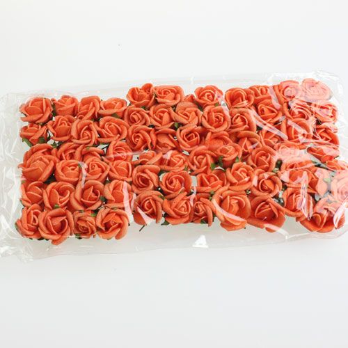 Floristik24 Mini-Foamrosen Ø 1,5cm Orange 72St