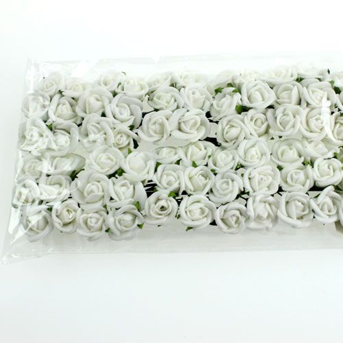 Floristik24 Mini-Foamrosen Ø 1,5cm Weiß 72St