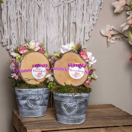 Floristik24 Blumentopf Shabby Chic Übertopf Metall Herz Ø17cm H13,5cm
