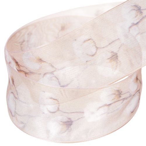 Organzaband Baumwollzweige Dekorationsband Rosa 40mm x 15m | Floristik24.at