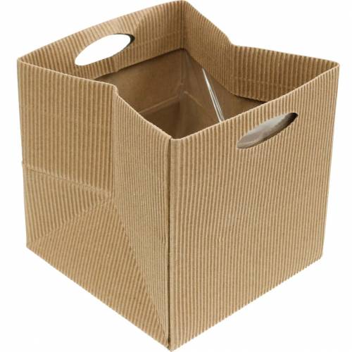 Floristik24 Papiertasche 12cm Braun, Crème, Beige Übertopf Geschenktasche 12 St