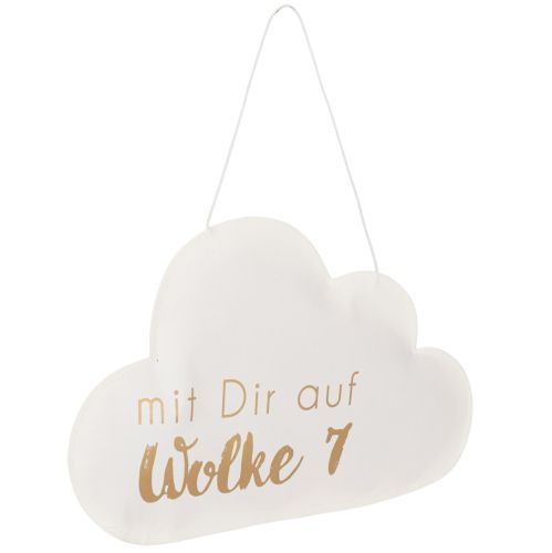 Papierwolke zum Hängen Weiß mit Goldschrift „Wolke 7“ 35cm x 22cm 2 Stück | Floristik24.at