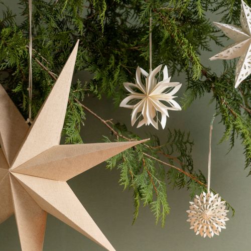 Artikel Papiersterne Baumschmuck Sterne Weiß Gold Ø15cm 6 St