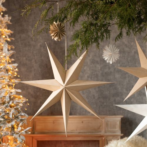 Artikel Papiersterne zum Hängen Baumschmuck Weiß Natur 16cm 6 St