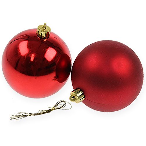 Floristik24 Weihnachtskugel Rot 10cm 4St