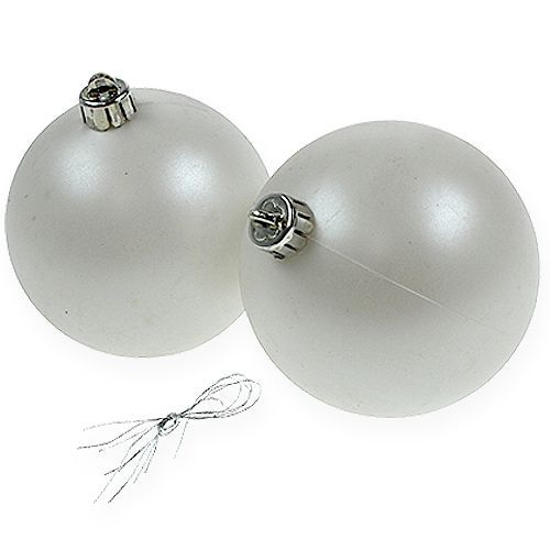Floristik24 Weihnachtskugel Plastik Weiß 6cm 12St