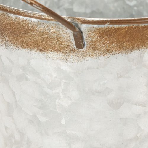 Pflanzgefäß Metall Blumenschale mit Henkeln Ø18cm H20cm silbern rostrot | Floristik24.at