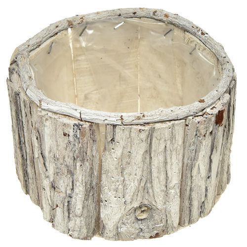Artikel Pflanzkasten Holz Rund Rinde Natur Weiß 26/18cm Set aus 2St