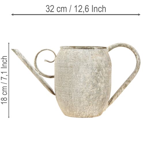 Pflanztopf Gießkanne Metall Vintage 32x10,5x18cm Grau Patina | Floristik24.at