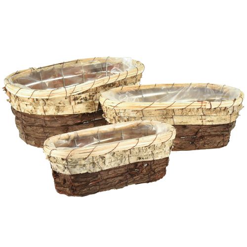 Floristik24 Pflanzwanne Holz Natur 3-farbig L29,5/25/23cm 3er-Set