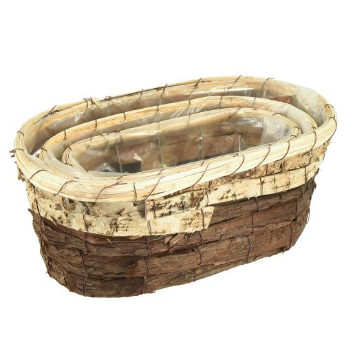 Artikel Pflanzwanne Holz Natur 3-farbig L29,5/25/23cm 3er-Set