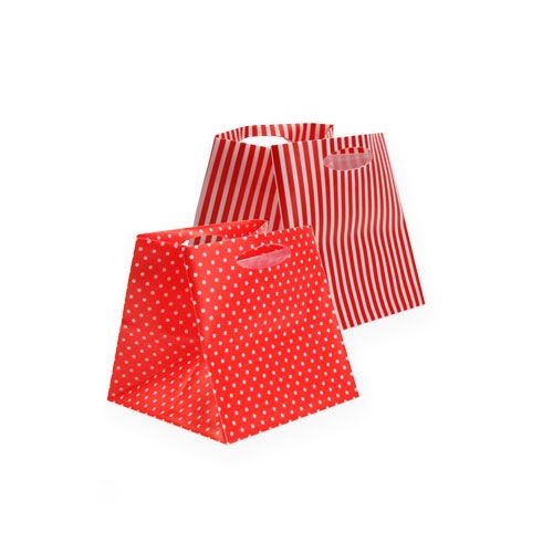 Floristik24 Plastik Tasche Rot sort. 6,5cm x 6,5cm 12St