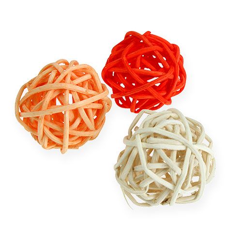 Rattanball Orange, Apricot, gebleicht 72St