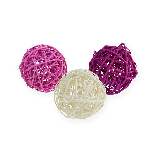 Floristik24 Rattanball Flieder, Lila, gebleicht Ø4,5cm 30St