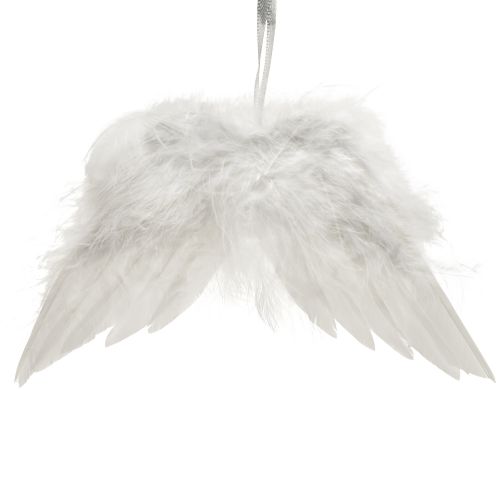 Romantische Engelsflügel aus Federn Weiß – Weihnachtsdeko zum Aufhängen 20×12cm 6 St