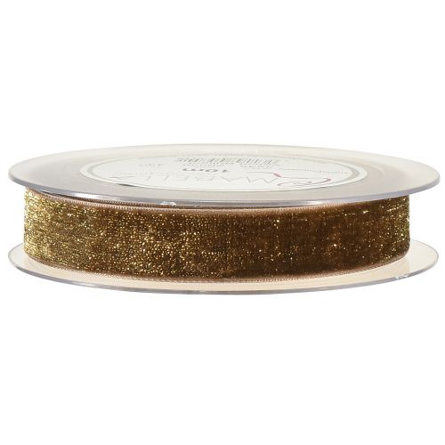 Artikel Samtband Glitter Braun Gold – Glamouröses Weihnachtsband 20mm 10m