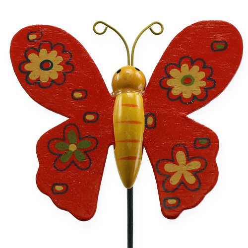 Floristik24 Bunte Schmetterlinge am Stab 7cm 24St