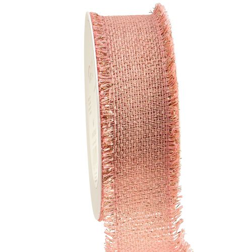 Floristik24 Schmuckband Zierband Fransenband Rosa Gold B40mm L15m