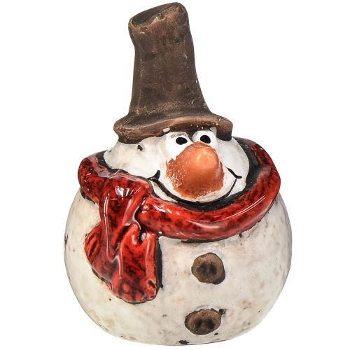 Artikel Keramik Schneemann Figur, Weiß, 6,9cm – Winterliche Weihnachtsdeko – 6 St