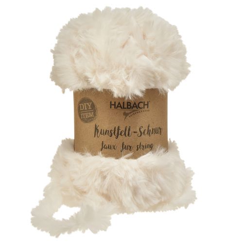 Floristik24 Schnur aus Kunstfell Weiß – Flauschige Deko-Kordel Weiß 50g 30m
