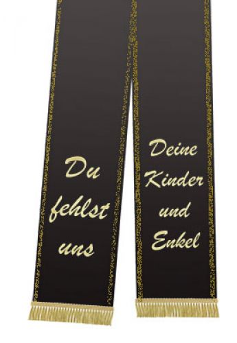 Floristik24 Trauerband bedruckt 125mm x 75cm schwarz