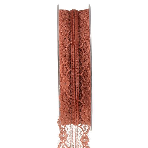 Floristik24 Spitzenband Orange Schmuckband mit Blumen B25mm L20m