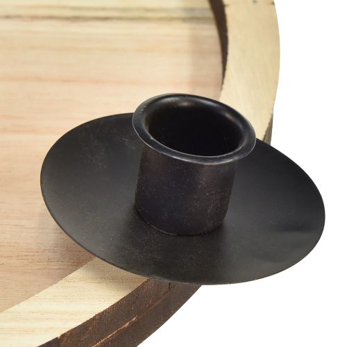 Artikel Stabkerzenhalter mit Holz Tablett – Natur & Schwarz, Ø 33 cm – Zeitloses Design für jede Tischdeko