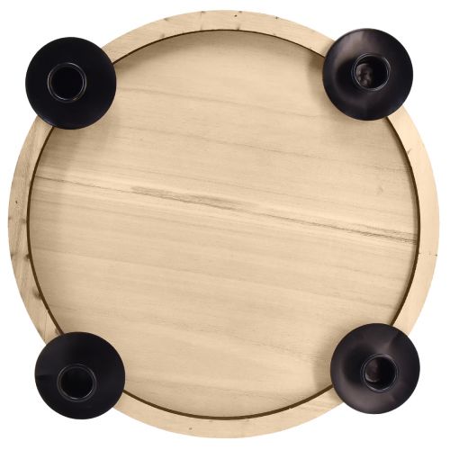 Artikel Stabkerzenhalter mit Holz Tablett – Natur & Schwarz, Ø 33 cm – Zeitloses Design für jede Tischdeko