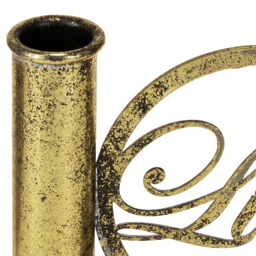 Artikel Stabkerzenhalter Metall Liebe Antik Optik Gold 13×5×10,5cm