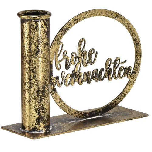 Floristik24 Stabkerzenhalter Weihnachten Antik Look Gold 13×5×10,5cm