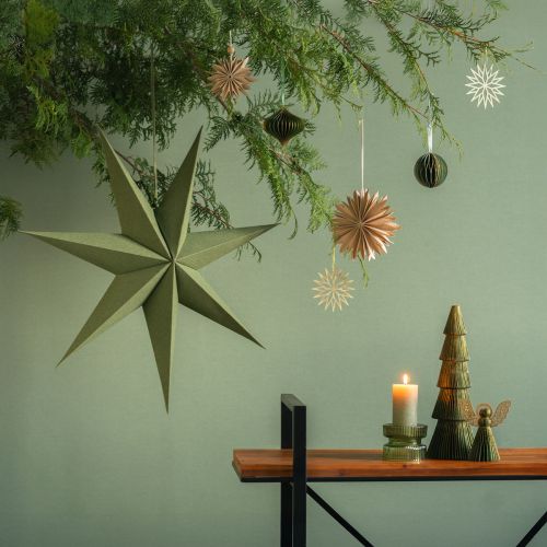 Artikel Stern Deko Weihnachtsstern Papier Jute Grün 60x15cm
