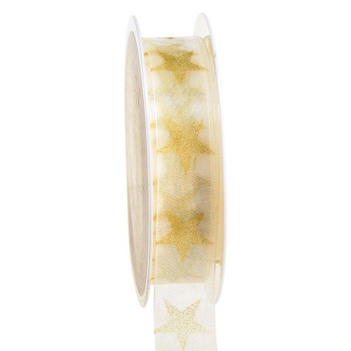 Artikel Sternenband Weiß Gold Organzaband Dekoband B25mm L18m