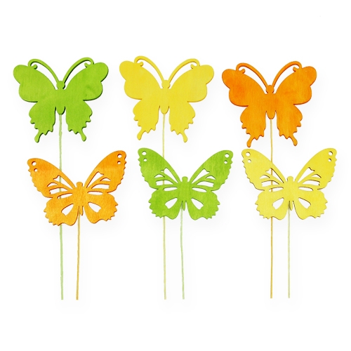 Floristik24 Deko-Schmetterlinge am Draht 3-farbig 8cm 18 St