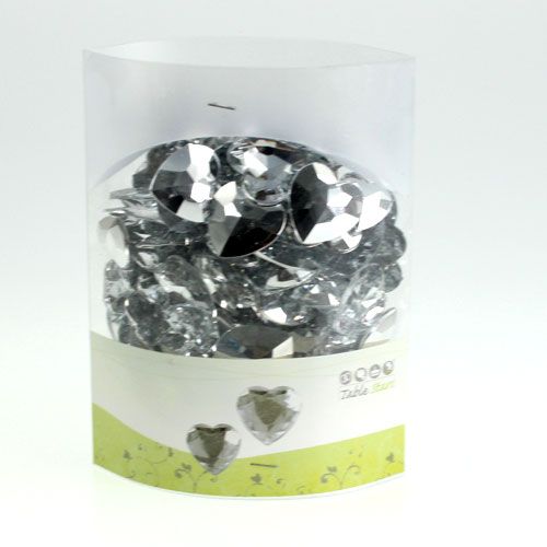 Floristik24 Streudeko Acrylherzen Silber 2cm - 3cm 120 St