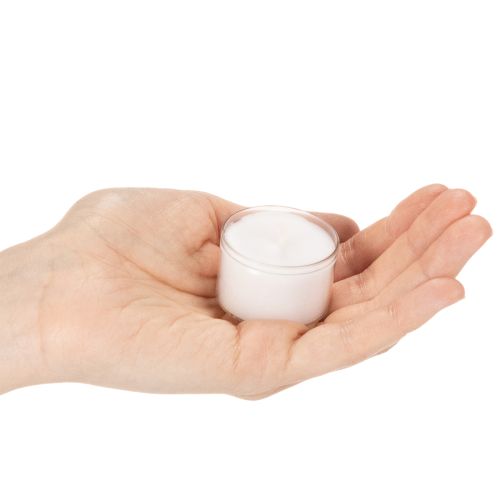 Teelichter Weiß mit Plastikschale Ø 3,8cm H 3cm 8 Stunden Brenndauer 50 Stück | Floristik24.at