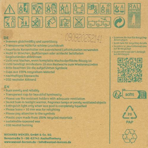 Artikel Teelichter Pure Nature Lights Brenndauer 10 Stunden Kerzen Rapswachs 8 St