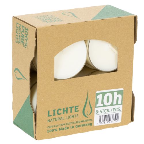 Artikel Teelichter Pure Nature Lights Brenndauer 10 Stunden Kerzen Rapswachs 8 St