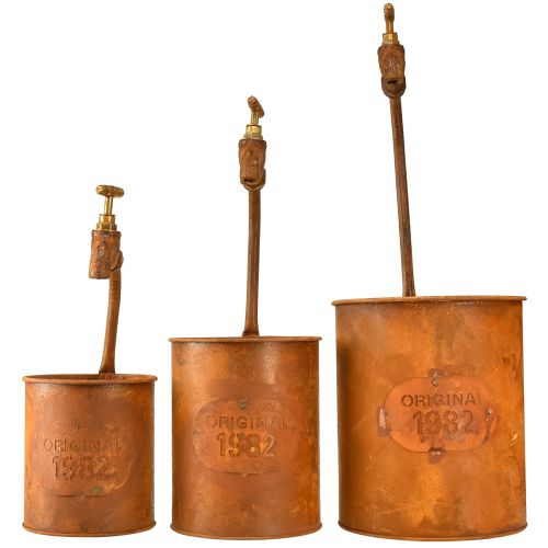 Artikel Übertopf Edelrost Deko Metall Mit Wasserhahn H25/37/43cm Set von 3 St