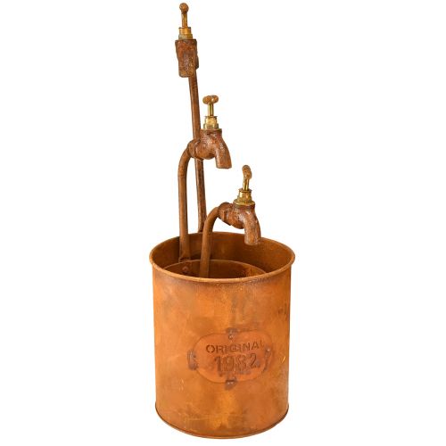 Übertopf Edelrost Deko Metall Mit Wasserhahn H25/37/43cm Set von 3 St | Floristik24.at