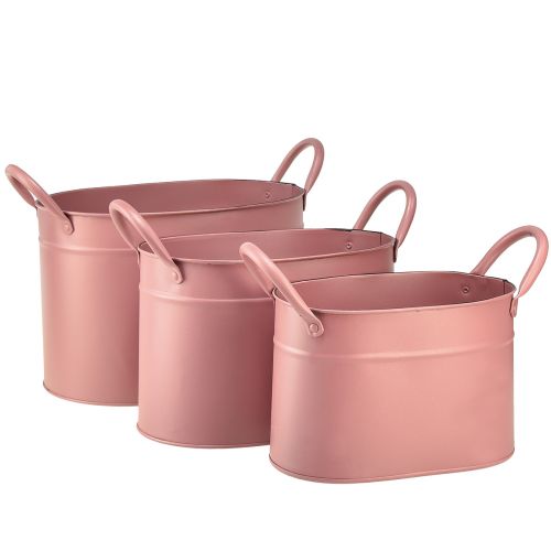 Artikel Übertopf Metall oval Pflanztopf Rosa 24/21/18cm Set à 3St