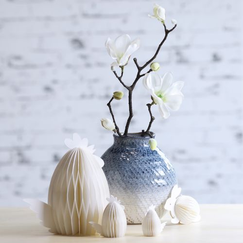 Artikel Keramikvase Glasiert Blau Weiß Geflochtene Optik H18,5cm