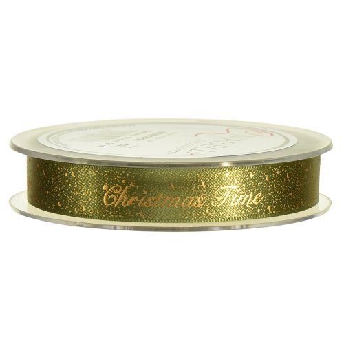 Artikel Weihnachtsband Christmas Time Band Grün Gold 15mm 20m
