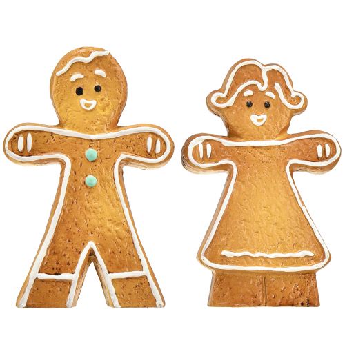 Floristik24 Weihnachtsdeko Lebkuchenmann und Frau Keramik 16cm 2St