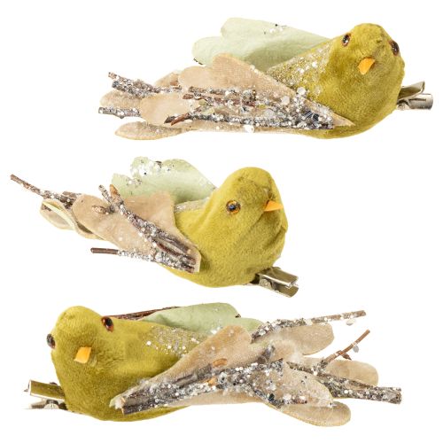 Artikel Dekorativer Weihnachtsvogel mit Clip und Glitter im 6er-Set